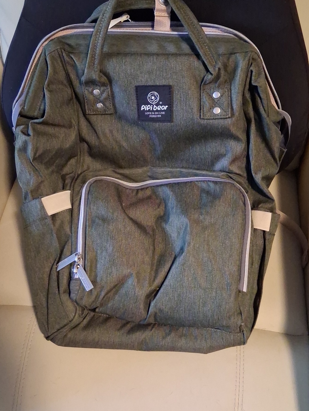 EUC Olive Green Multifunctional Diaper Backpack By PIPI BEAR